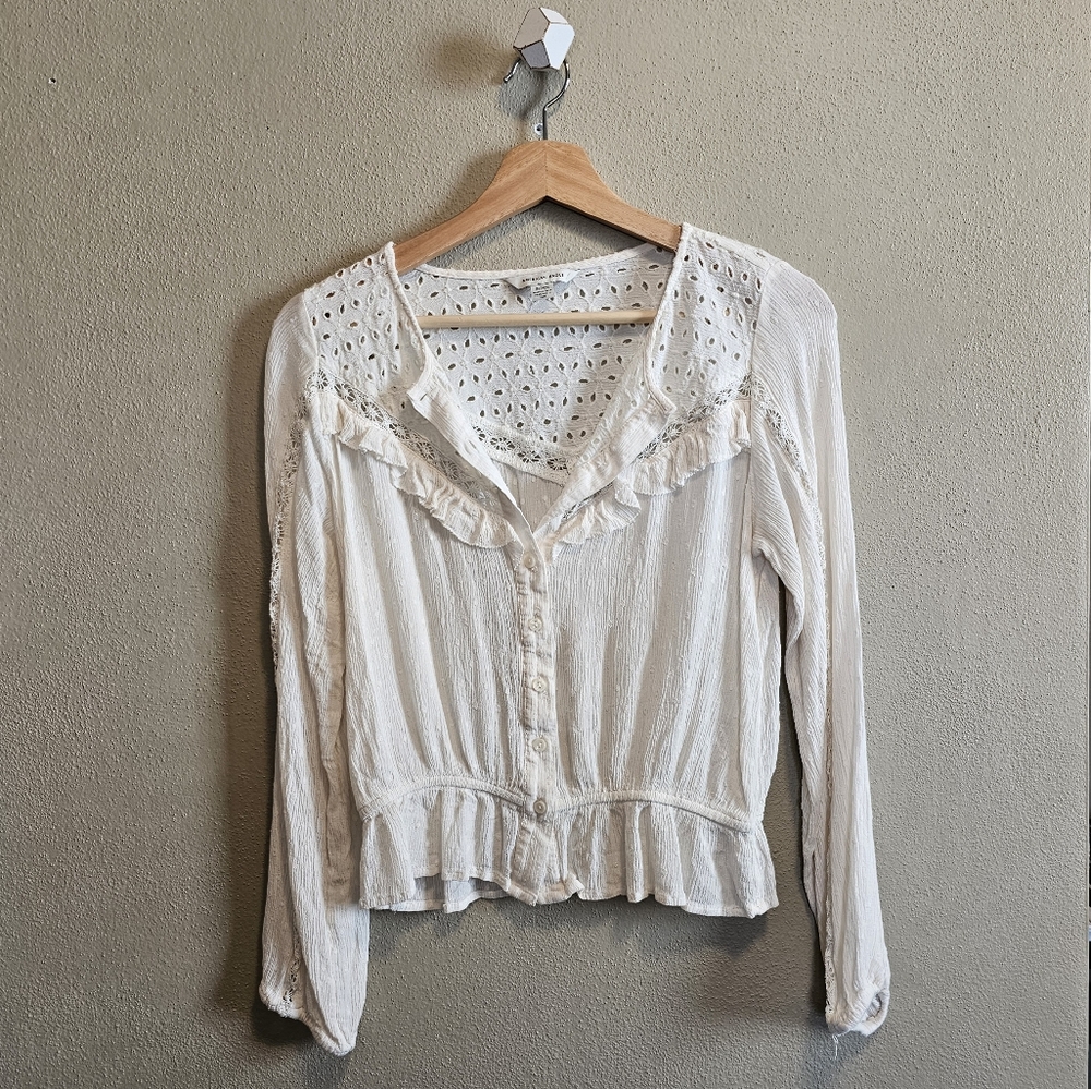 ☆ AE Cream Peasant Top, XS ☆